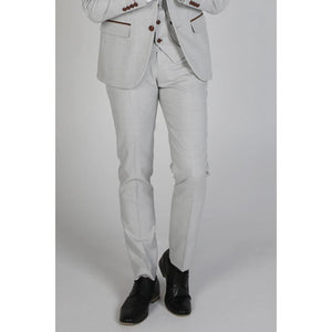 Mark - Men's Beige Check Trouser-TruClothing