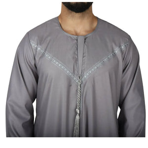 Men's Thobe Jubba String Tassel Emirati Omani Kaftan-TruClothing