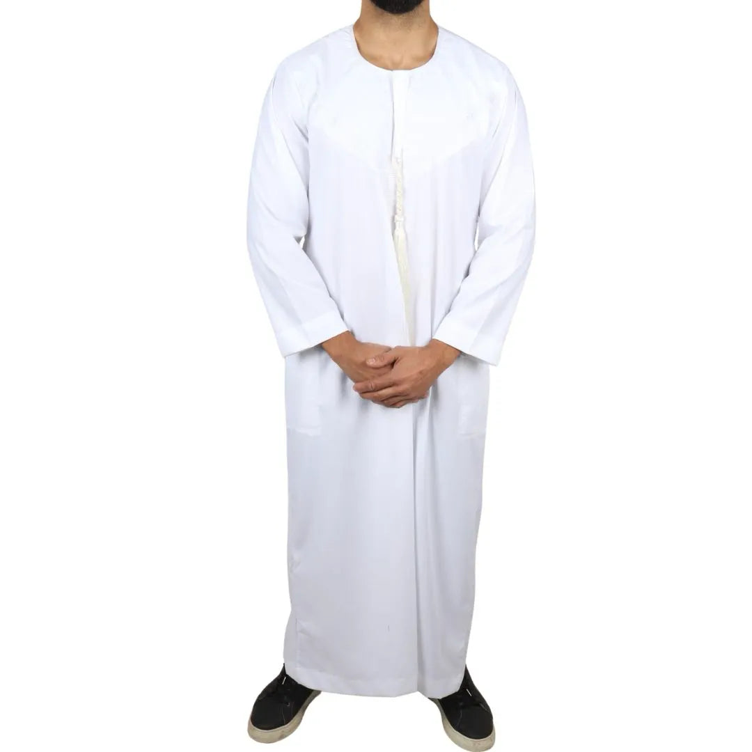 Men's Thobe Jubba String Tassel Emirati Omani Kaftan