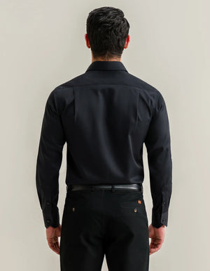 Men's Easy Care Designer Black Satin Shirt