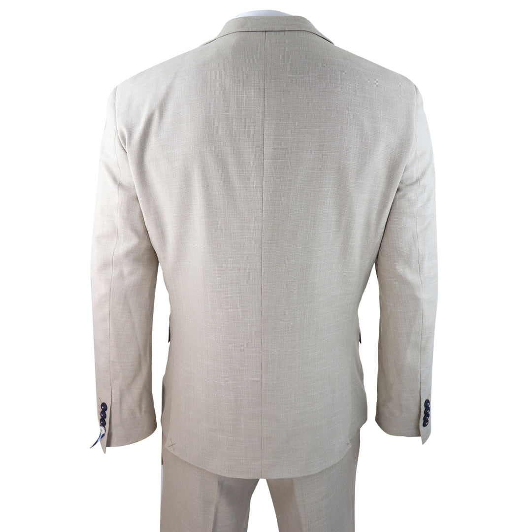 Sandon - Men's 3 Piece Suit Linen Beige Cream 2 Button Classic