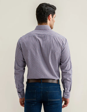 Chemise à carreaux décontractée pour homme - Coton bordeaux foncé - Brian Oak - 6