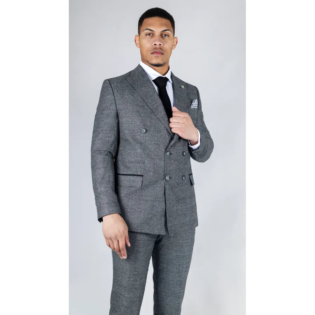 STZ90 - Men's Grey Double Breasted 2 Piece Suit
