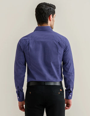 Chemise motif bambou bleu égyptien homme - Brian Oak - 7