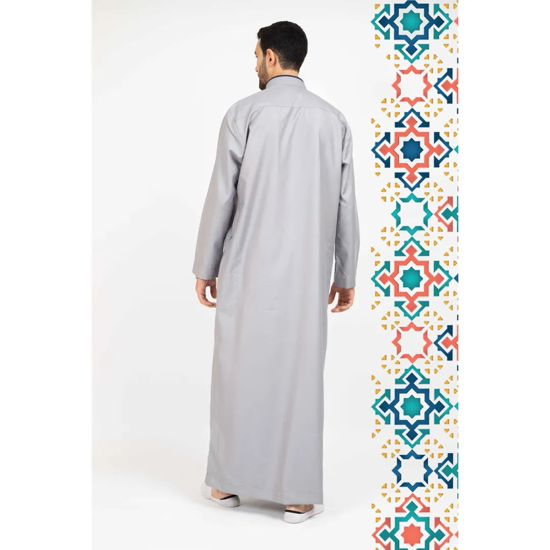 112 - Men's Stand Collar Thobe Islamic Clothing
