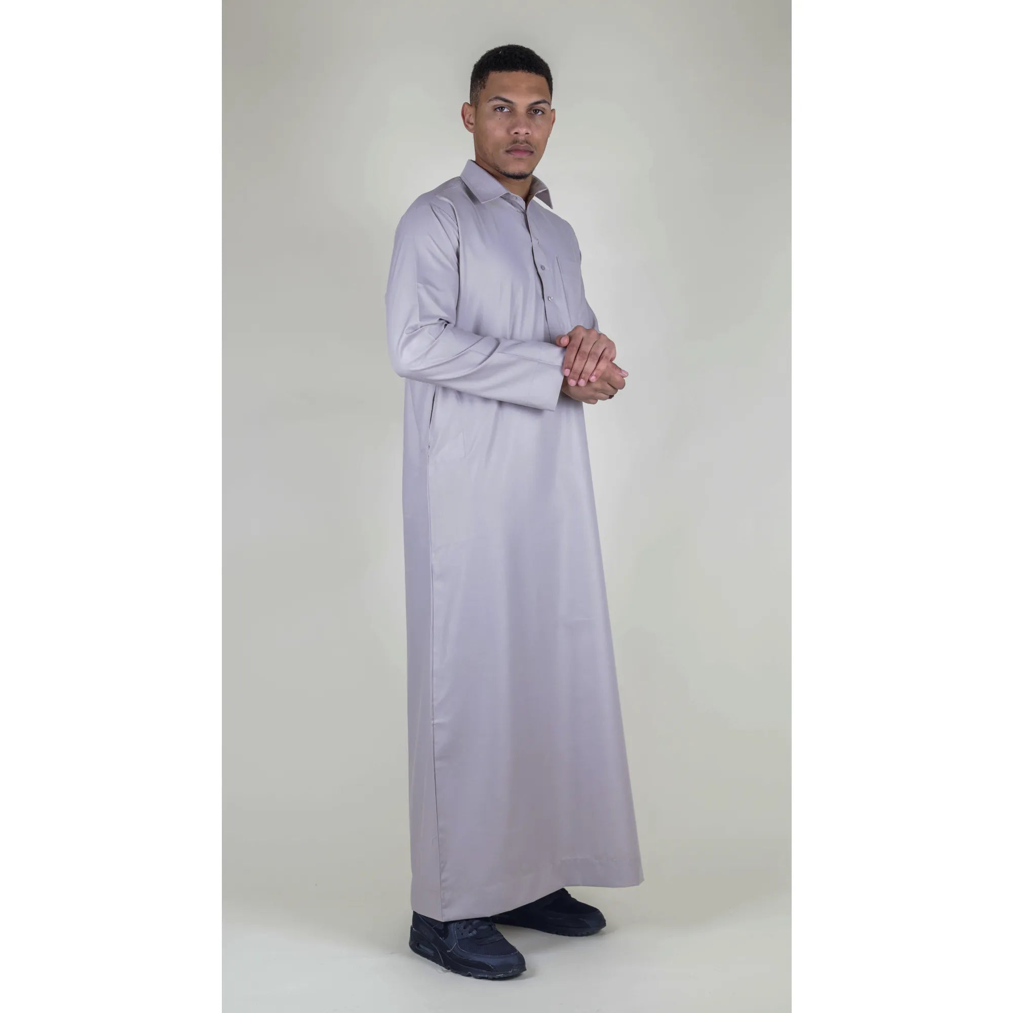 Vestimenta musulmana y arabe Jubba de algodón con cuello para hombre