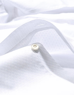 Men's Self Textured White Smart Fit Dress Shirt - Brian Oak - 6