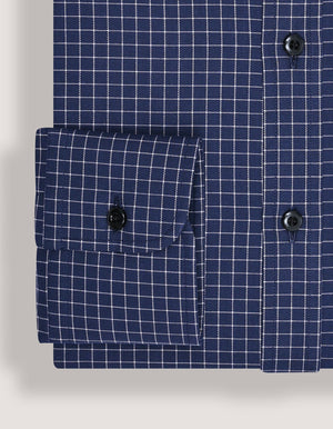 Men's Navy Formal Blend Checkered Shirt - Brian Oak - 6
