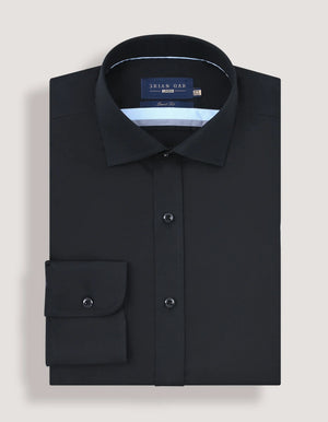Men's Easy Care Plain Formal Shirt - Black - Brian Oak - 6