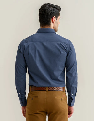 Men's Mini Floral Print Shirt – Navy Blue