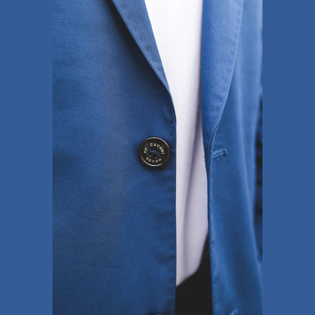 Mario - Traje de verano de 2 piezas para hombre azul oficina boda clásico italiano