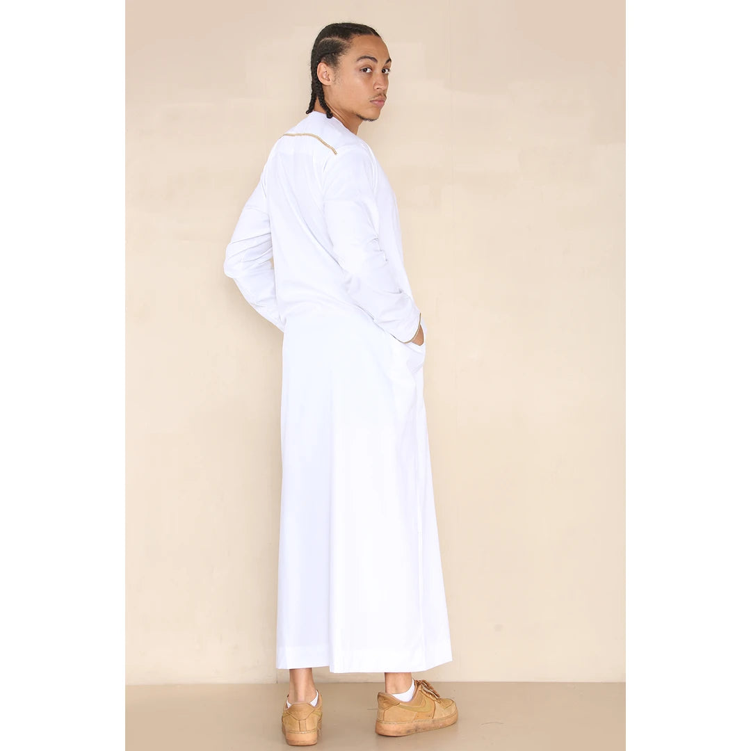 Dishdasha pour homme thobe de style emirati oman vêtement musulman jubba kaftan robe avec pampille