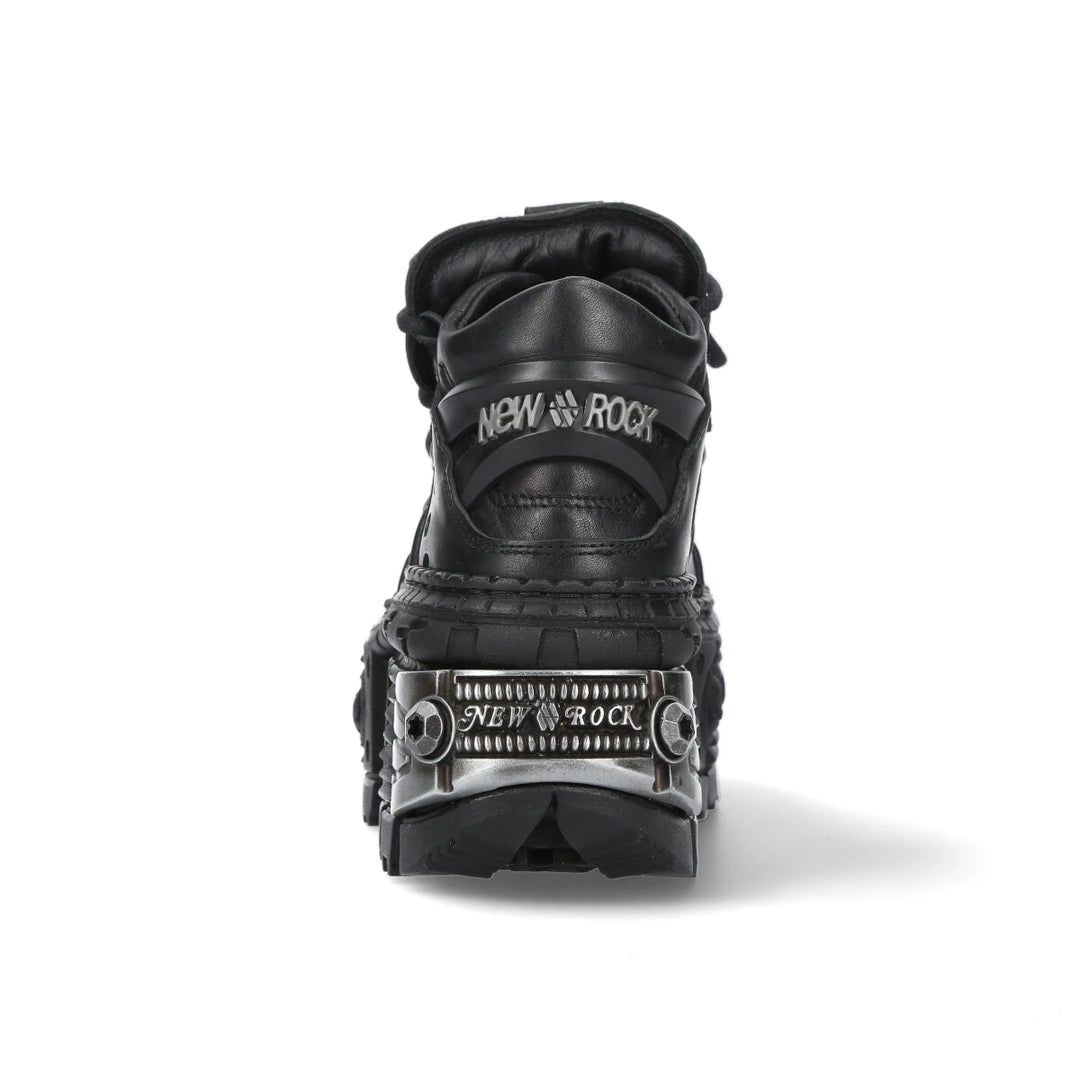 Boots New Rock WALL106-S10 bottines unisexe cuir et métal talons compensés gothiques