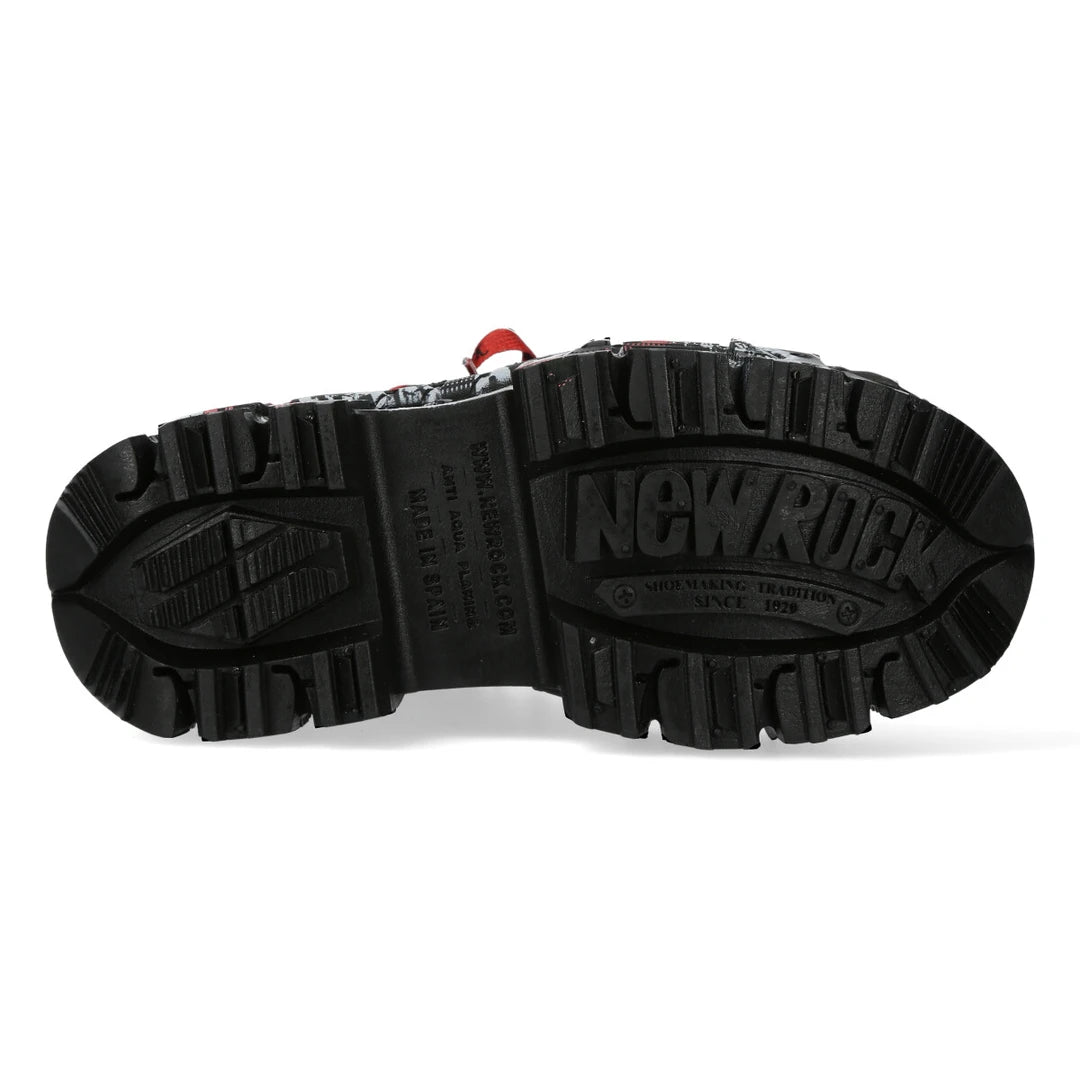 Nuevas botas de rock wall106-c9 Botas góticas de cuero negro metálico unisex