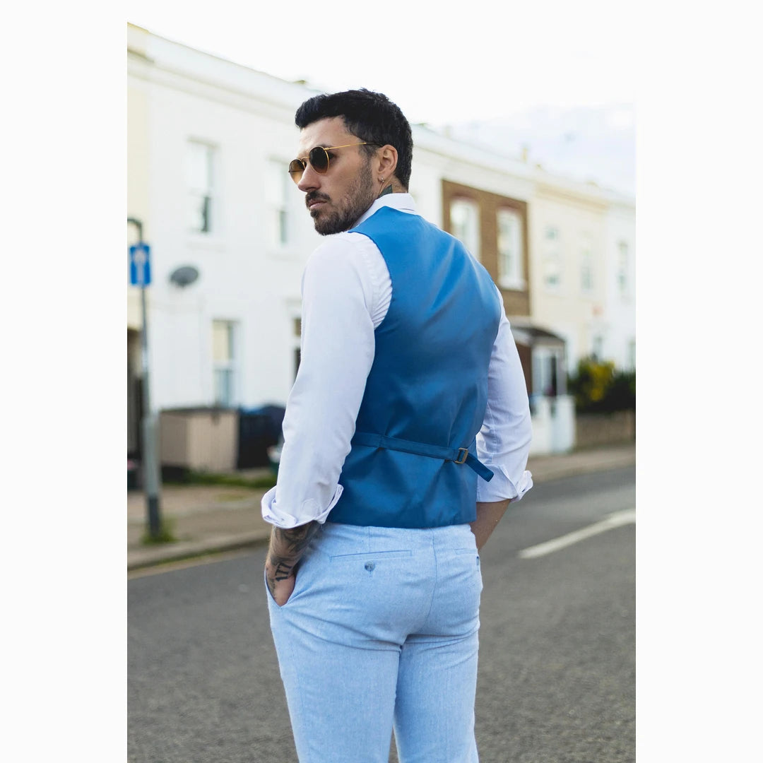 Light blue waistcoat mens clearance