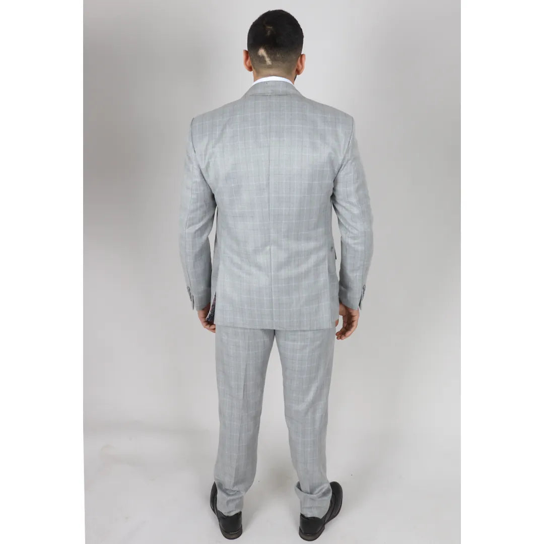 IM2 - Men's Light Grey Check 3 Piece Suit
