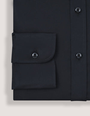 Men's Easy Care Plain Formal Shirt - Black - Brian Oak - 7