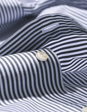 Chemise formelle rayée noir et blanc homme coton - Brian Oak - 7