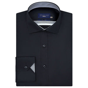 Men's Easy Care Designer Black Satin Shirt