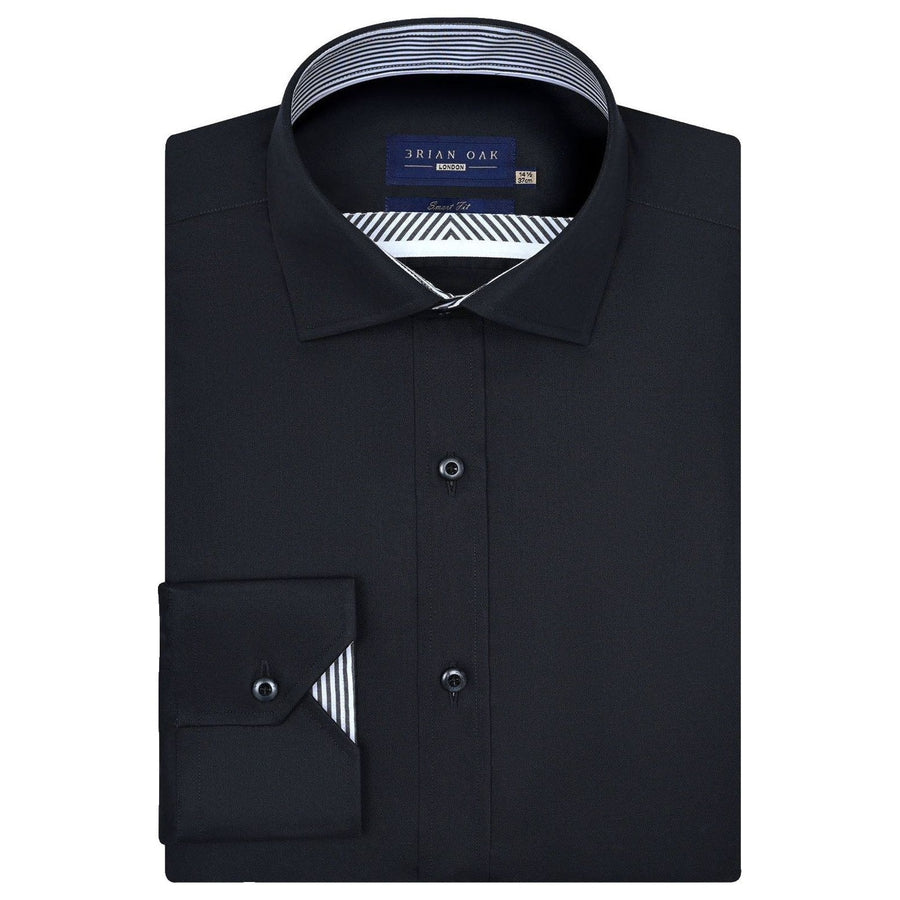 Cămașă Bărbați Neagră Satin Designer Ușor de întreținut - Brian Oak - 1