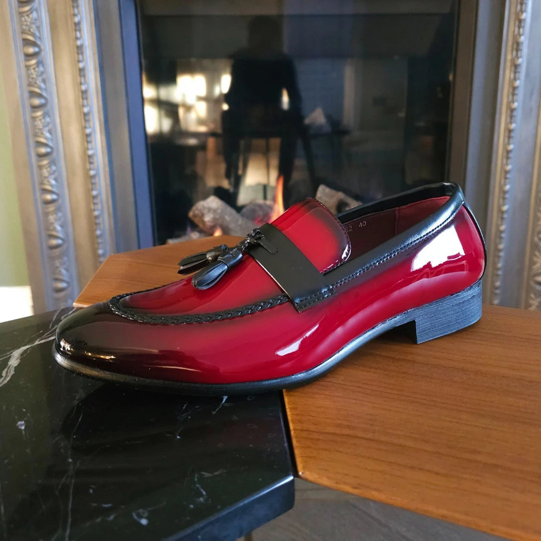 Herren Mokassin Loafers Lackleder gefüttert Slip On Quaste Formale Kleid Schuhe