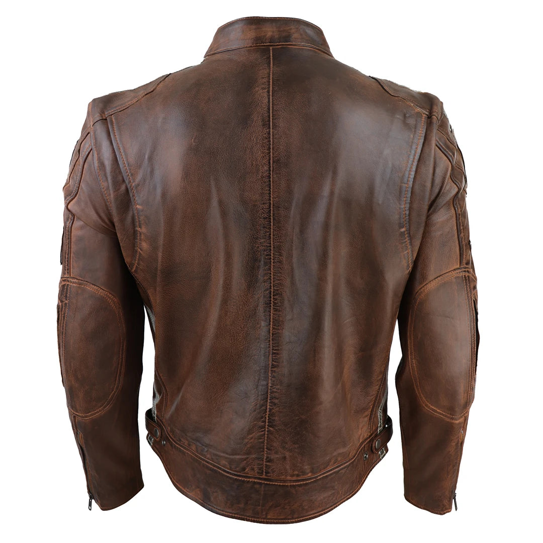 Men's Zipped Biker Leather Jacket