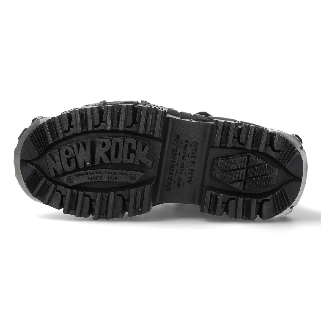 Nuevas botas de rock Wall106-S10 Botas góticas de cuero negro metálico unisex