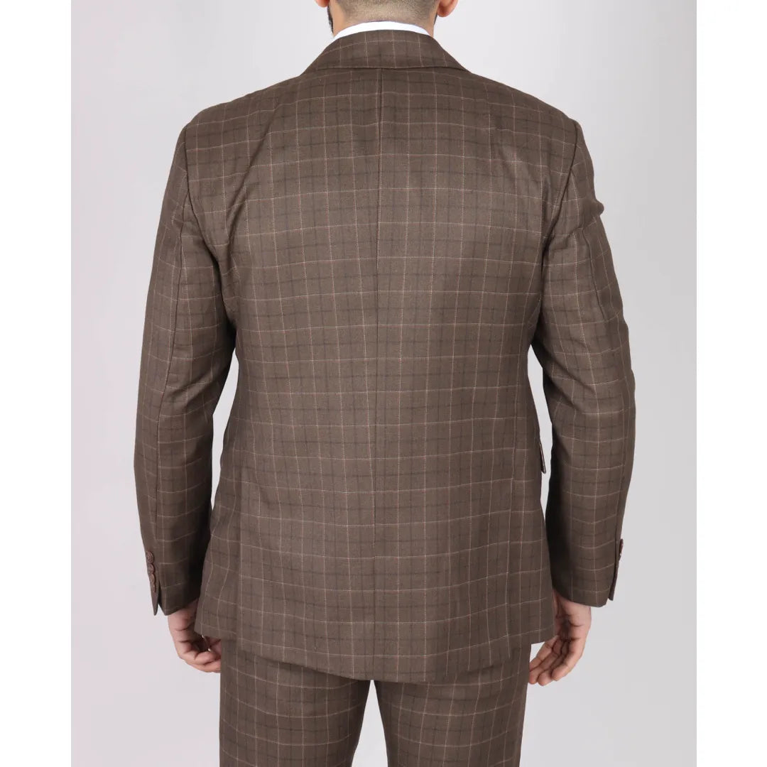 IM2 - Men's Brown Check 3 Piece Suit