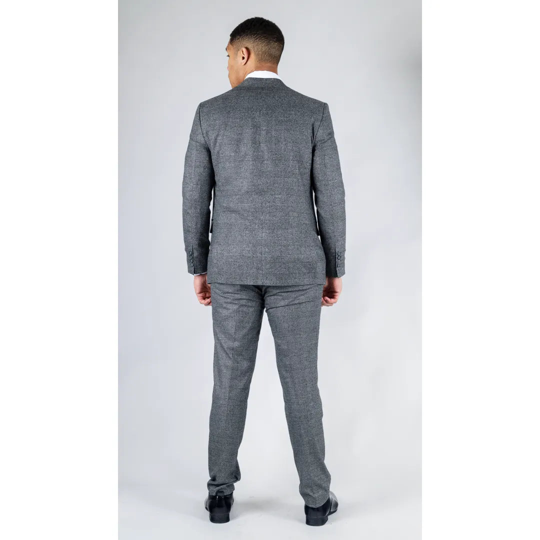 Costume gris pour homme 2 pièces veste croisée carreaux style habillé formel