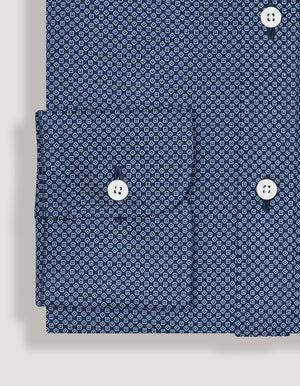 Men's Mini Floral Print Shirt – Navy Blue