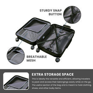 Allure - Suitcase Hard-Shell 4 Spinner Wheels Travel Bag-TruClothing