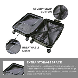 Allure - Suitcase Hard-Shell 4 Spinner Wheels Travel Bag-TruClothing