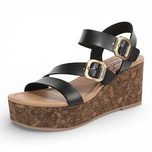 Ali – Schwarze Espadrille-Sandalen für Damen mit Keilabsatz und Riemchen