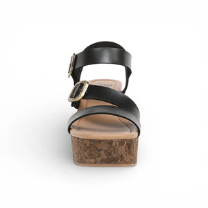 Ali – Schwarze Espadrille-Sandalen für Damen mit Keilabsatz und Riemchen