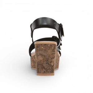 Ali – Schwarze Espadrille-Sandalen für Damen mit Keilabsatz und Riemchen