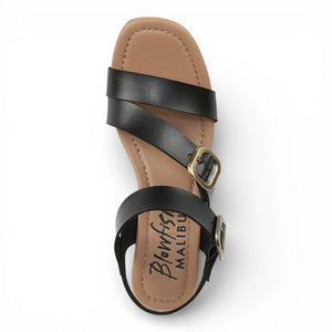 Ali – Schwarze Espadrille-Sandalen für Damen mit Keilabsatz und Riemchen