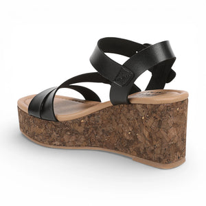 Ali – Schwarze Espadrille-Sandalen für Damen mit Keilabsatz und Riemchen