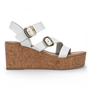 Ali - Sandalias de cuña con tiras alpargata de mujer blancas
