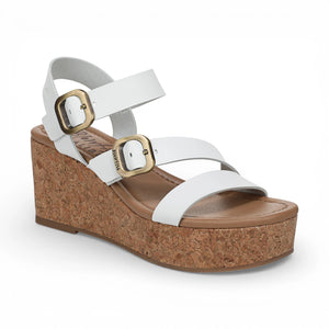 Ali - Sandalias de cuña con tiras alpargata de mujer blancas