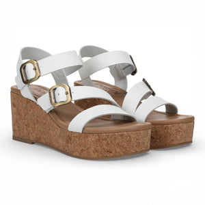 Ali - Sandalias de cuña con tiras alpargata de mujer blancas