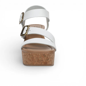 Ali - Sandalias de cuña con tiras alpargata de mujer blancas