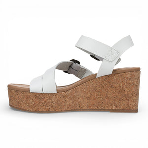 Ali - Sandalias de cuña con tiras alpargata de mujer blancas