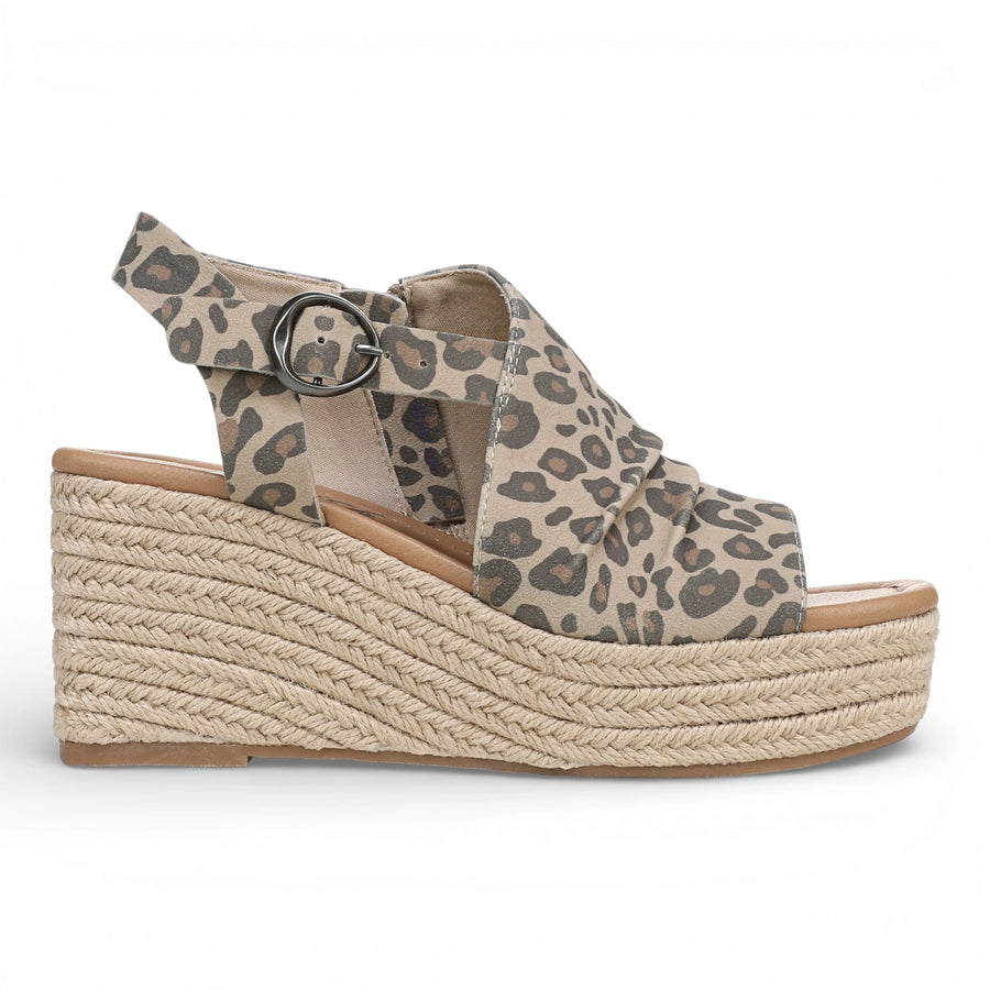 Amira - Women's Beige Print Wedge Slingbacks Heel Sandals