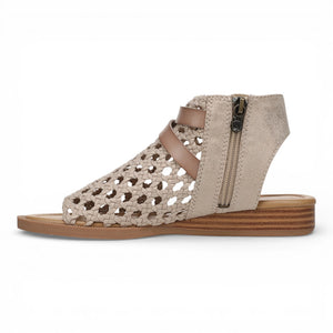 Anuella - Sandalias Mujer Beige Doradas Tejido Cuña Micro
