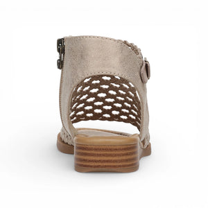 Anuella - Sandalias Mujer Beige Doradas Tejido Cuña Micro