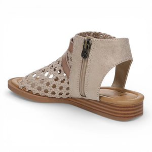 Anuella - Sandalias Mujer Beige Doradas Tejido Cuña Micro