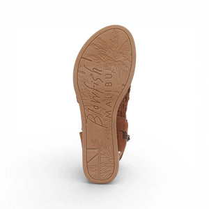 Anuella – Damen-Sandalen in Cognacbraun mit geflochtenem Muster und Micro-Keilabsatz