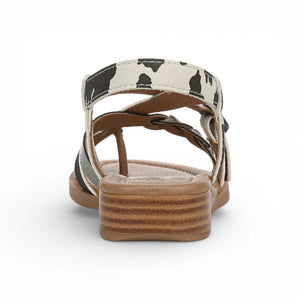 April - Women's Black White Micro Wedge Strappy Sandals