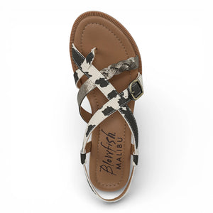 April - Women's Black White Micro Wedge Strappy Sandals