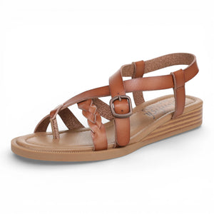 April - Sandalias cuña micro de mujer Marrón claro con tiras